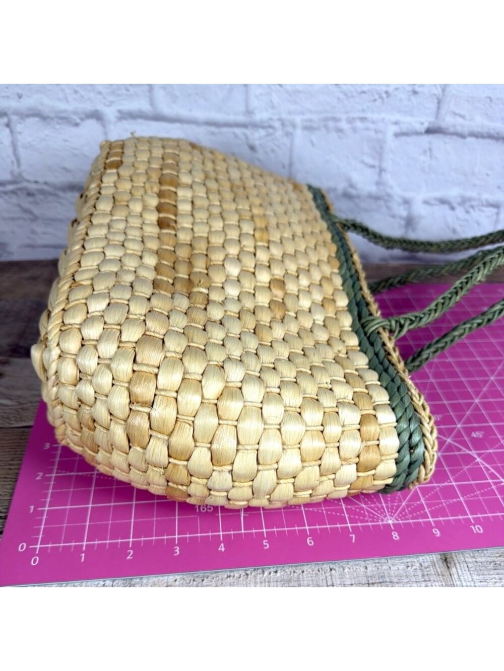 Y2K Tropical Straw Tote Drawstring Security Liner Summer Beach Vacation Purse - Picture 8 of 16